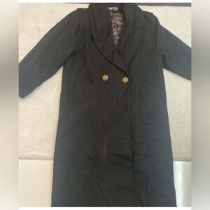 Vintage Jofeld Black Velvet Trimmed Long Wool Coat